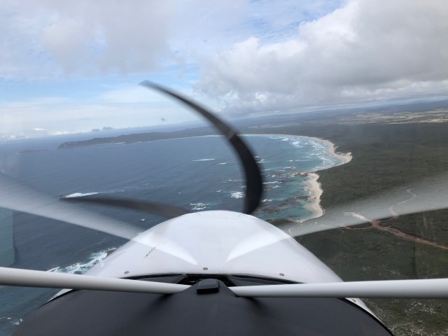 Flying the southern coast