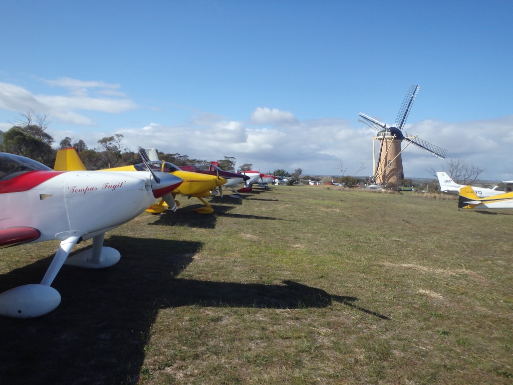 Aicraft arrived and marshalled into lines leading up to the flour mill that can be seen in the background. There was a good turn out for this event.
