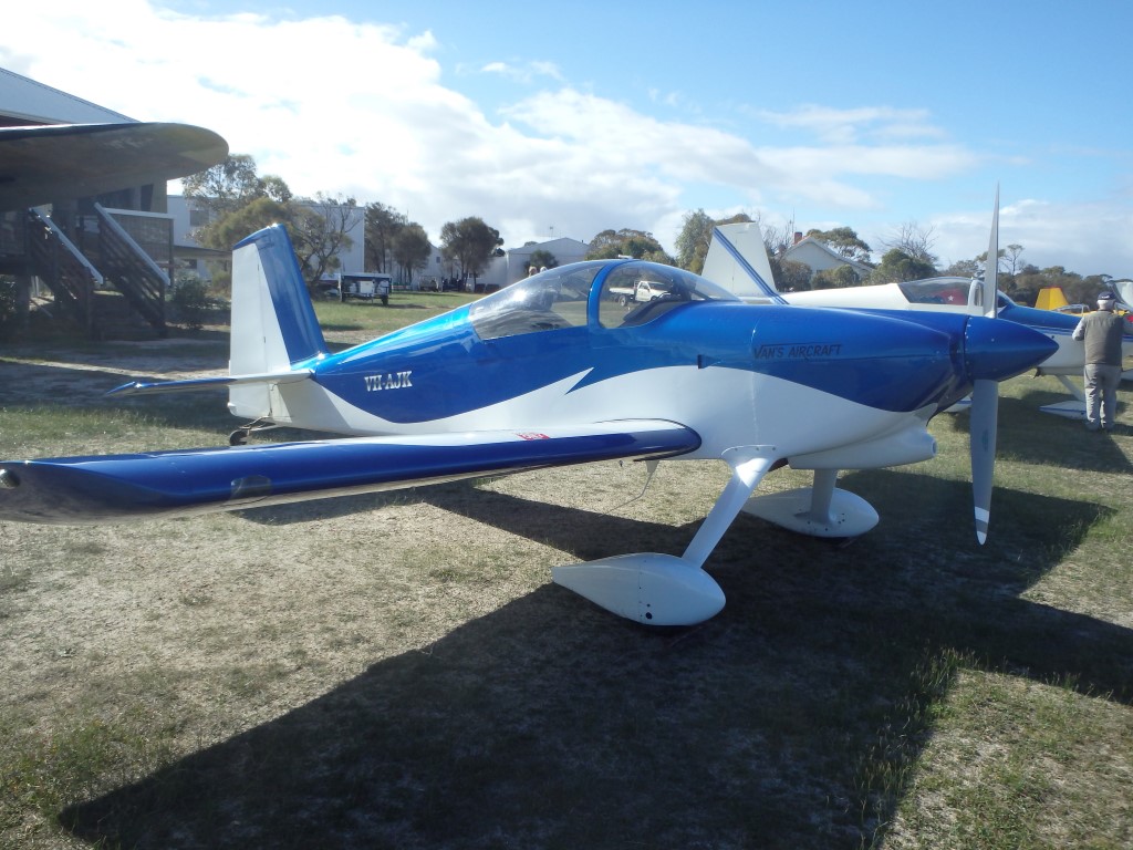 Aircraft on the ground is VH-AJK, a Vans RV-6.