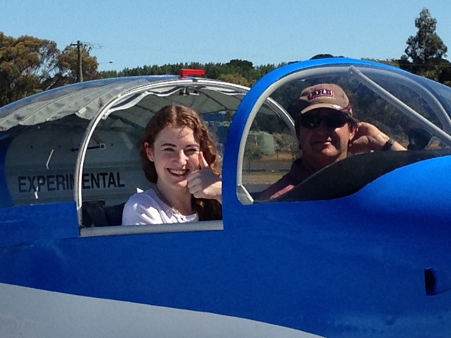 Another one with Claire, buckled in and ready to taxi out.