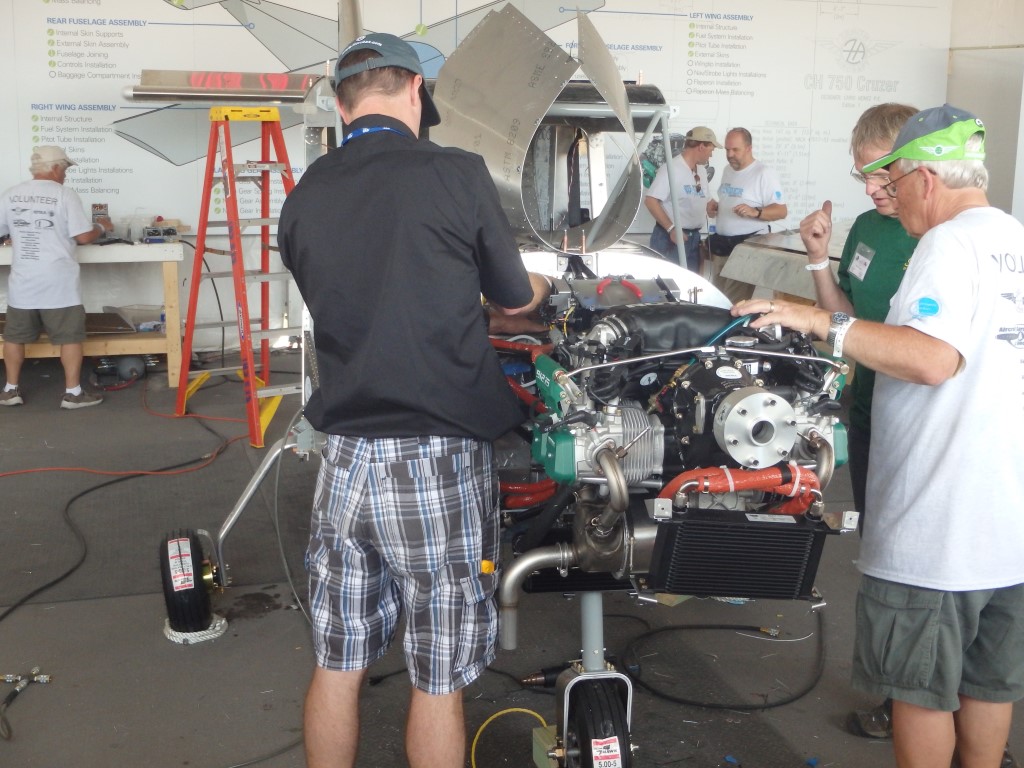 The Rotax has been installed and the builders are working on the firewall forward.