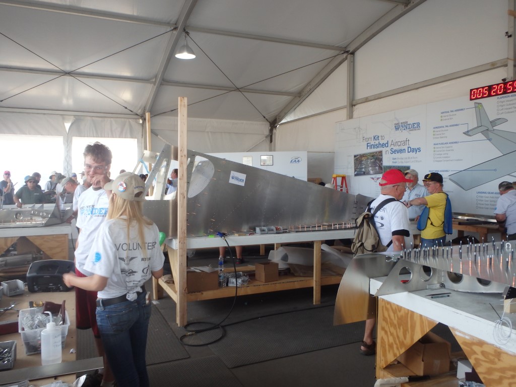 The One Week Wonder saw thousands of visitors pull a rivet or assist in building a Zenith CH750 from kit parts to flying in the week of Oshkosh.