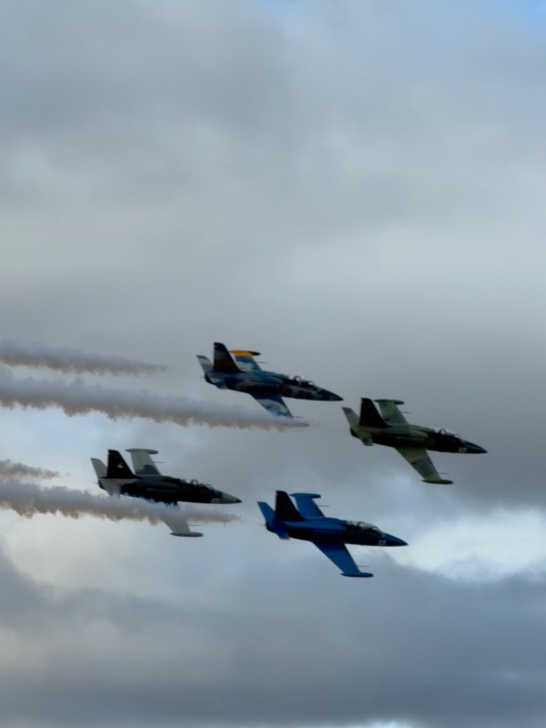 Four Aero Vodochody L-39 Albatros jets of the American Eagles Jet Team sweep past in close formation during Warbirds Over Wanaka. The Czech-designed L-39 was originally developed as an advanced military jet trainer and became one of the world's most successful training aircraft. For the 2026 Wanaka airshow, four L-39s from the Fighter Jets NZ fleet were flown by the visiting American Eagles pilots, producing one of the show's most spectacular formation displays.